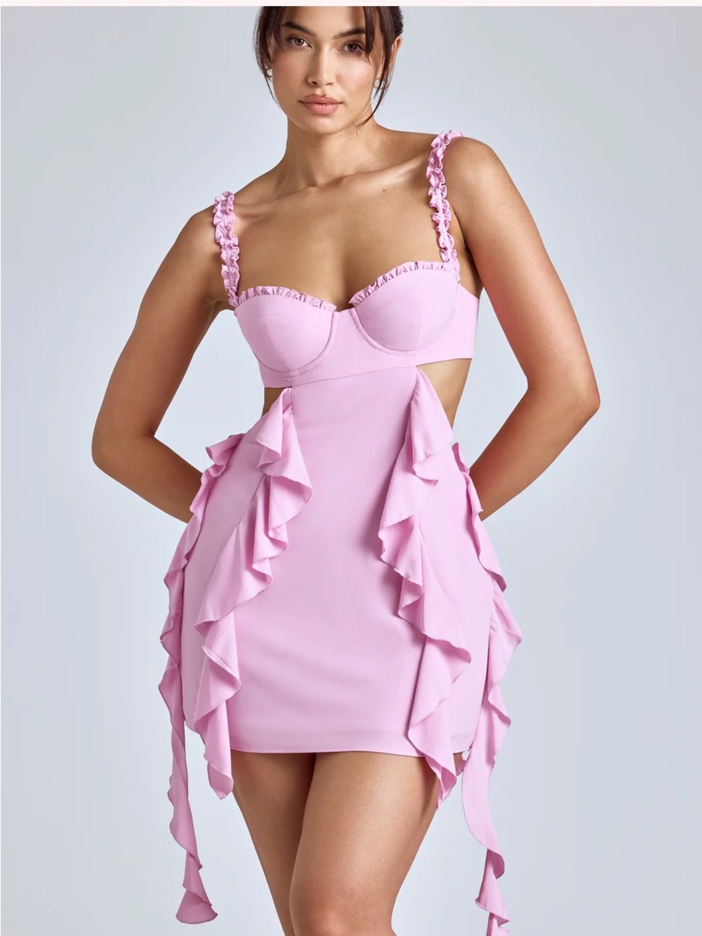 Oh Polly Lilac Ruffle Mini Dress